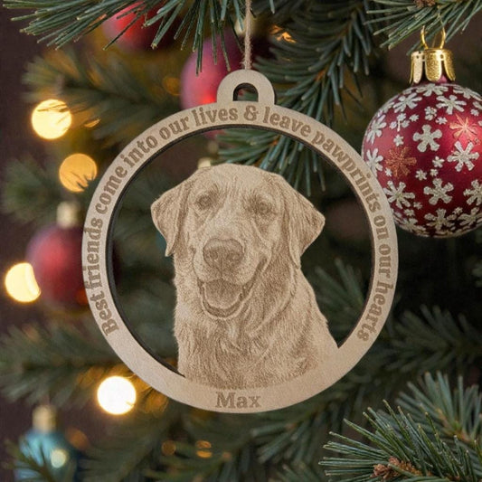 Personalized Dog Ornament - Custom Engraved Pet Christmas Gift