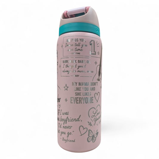 Justin Bieber inspired engraved Owala 32 oz Water Bottle