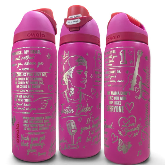 Justin Bieber inspired engraved Owala 32 oz Water Bottle