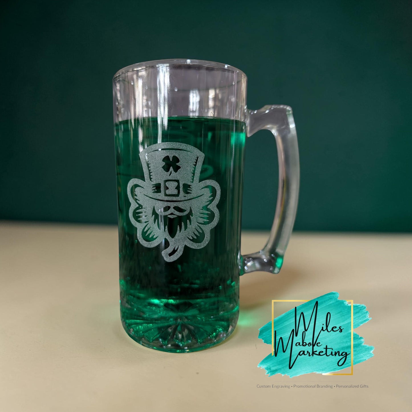 Engraved St. Patrick’s Day Beer Mug | 32oz Shamrock Stein