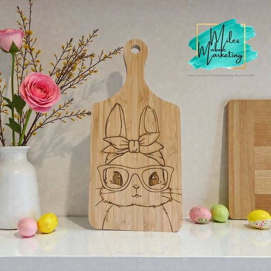 Engraved Bamboo Easter Bunny Cutting Board | Spring Decor