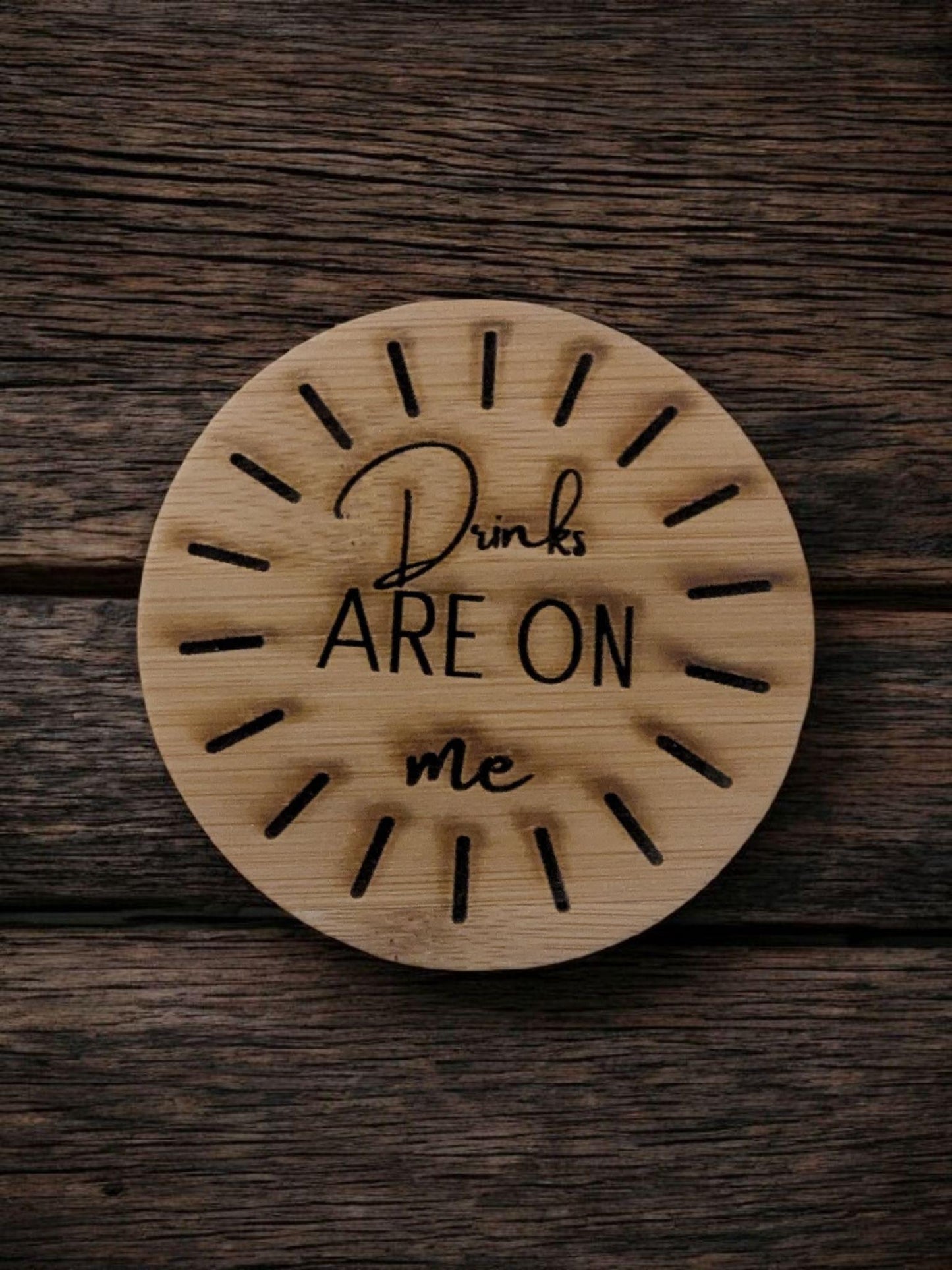 Sarcastic Coaster Set - Engraved Bamboo for Home Bar