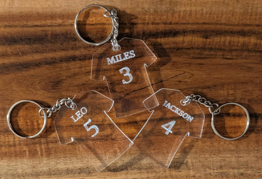 Personalized Acrylic Jersey Keychain - Custom Name & Number