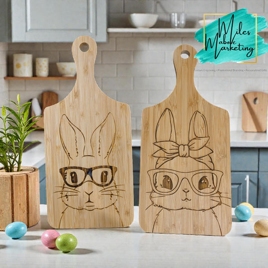 Engraved Bamboo Easter Bunny Cutting Board | Spring Decor