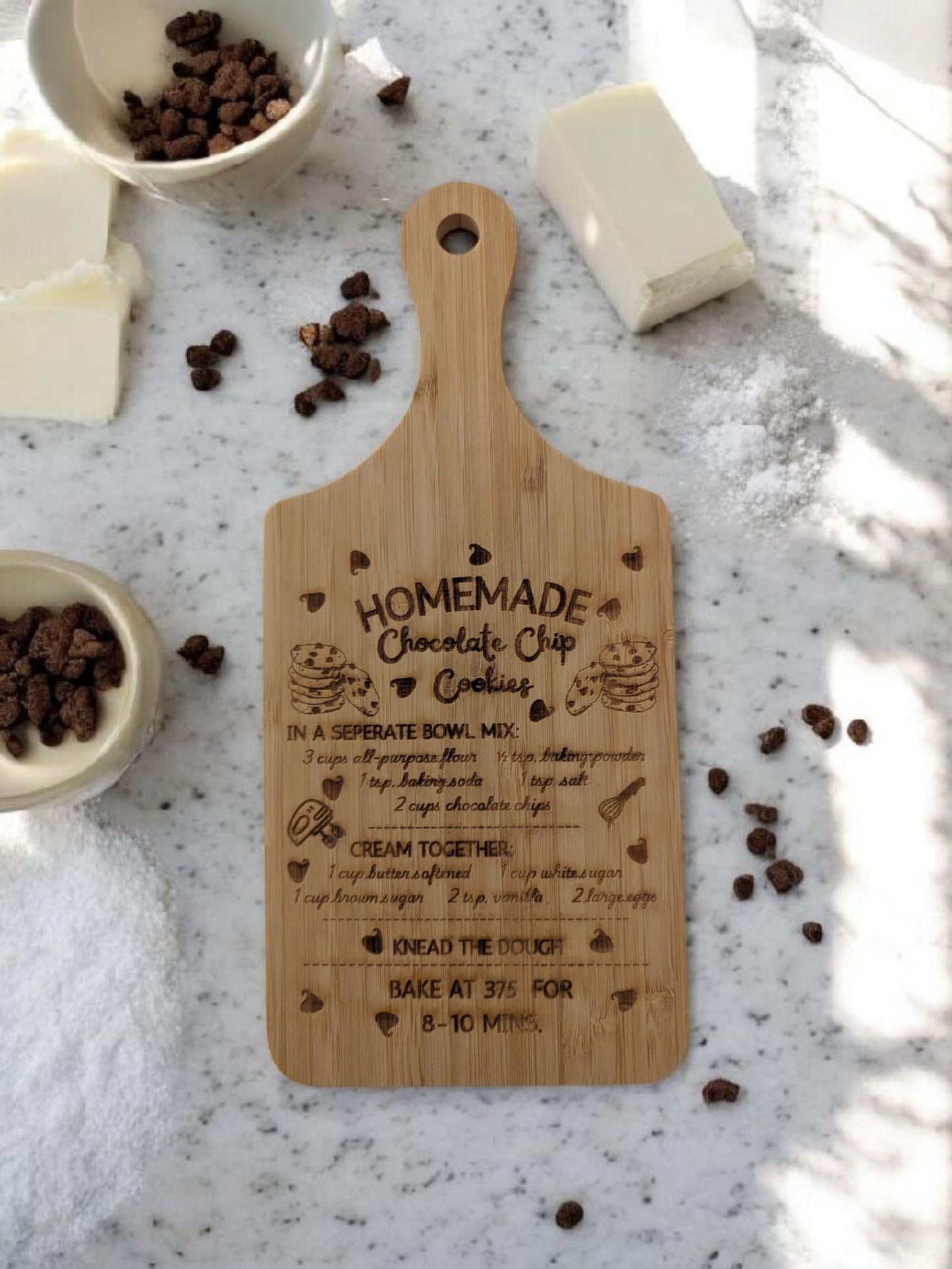 Custom Recipe Engraved Cutting Board - 11"x5" Family Gift