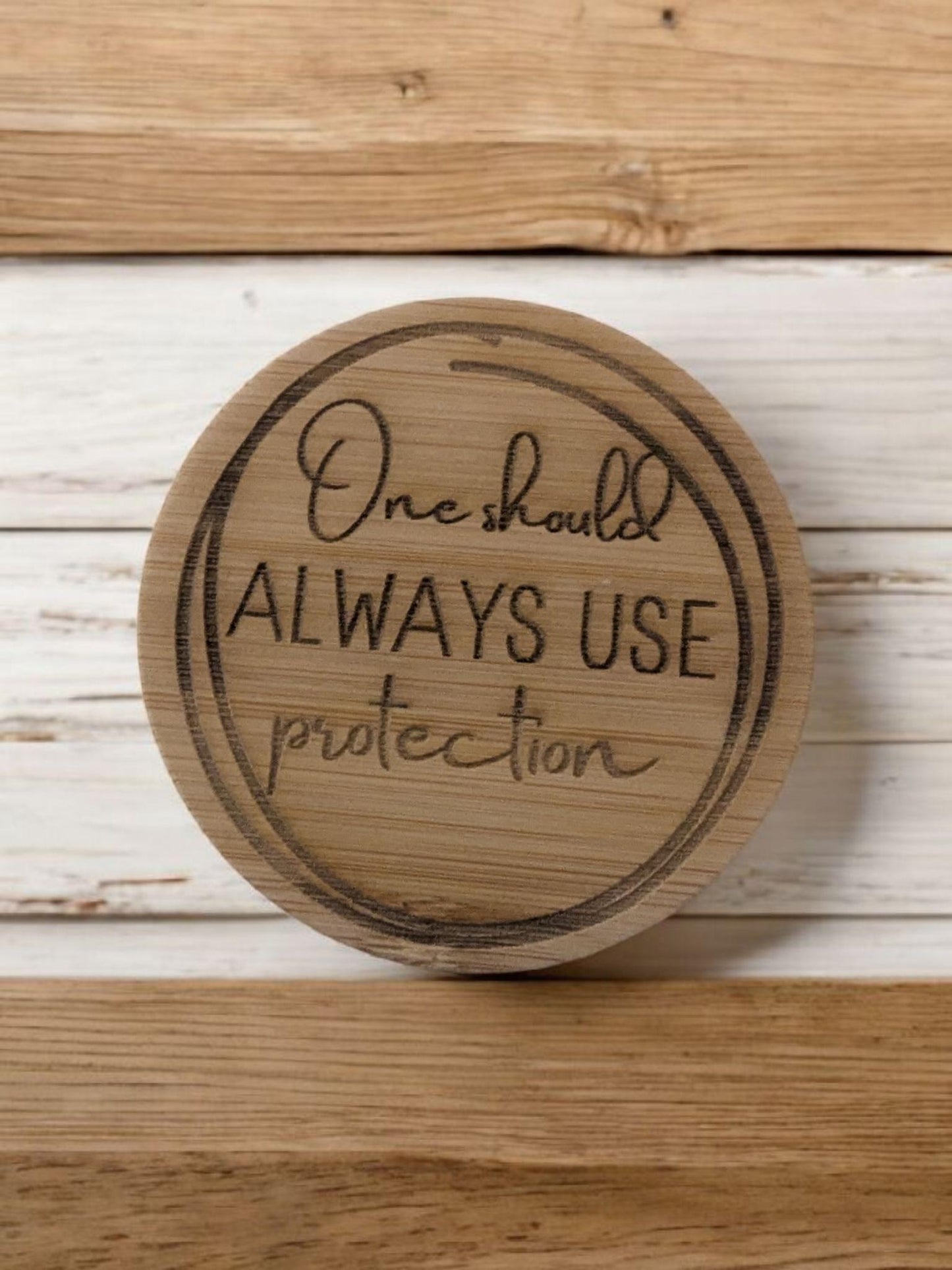 Sarcastic Coaster Set - Engraved Bamboo for Home Bar