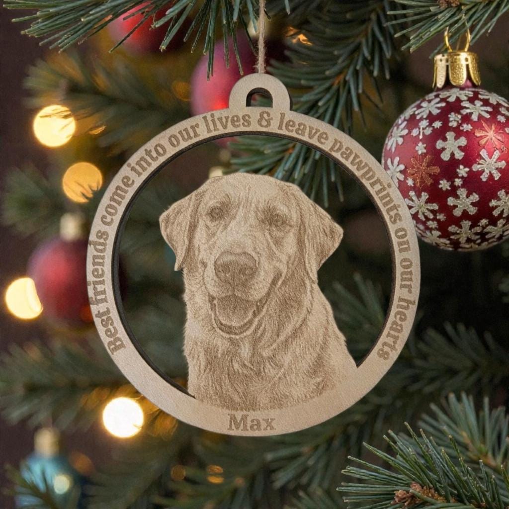 Personalized Dog Ornament - Custom Engraved Pet Christmas Gift
