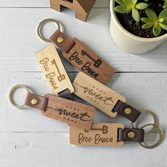 Personalized Realtor Closing Gift - Custom Engraved Wood Keychains
