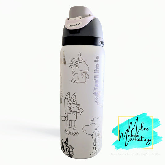 Bluey Inspired Engraved Owala - 32oz Custom Family Gift