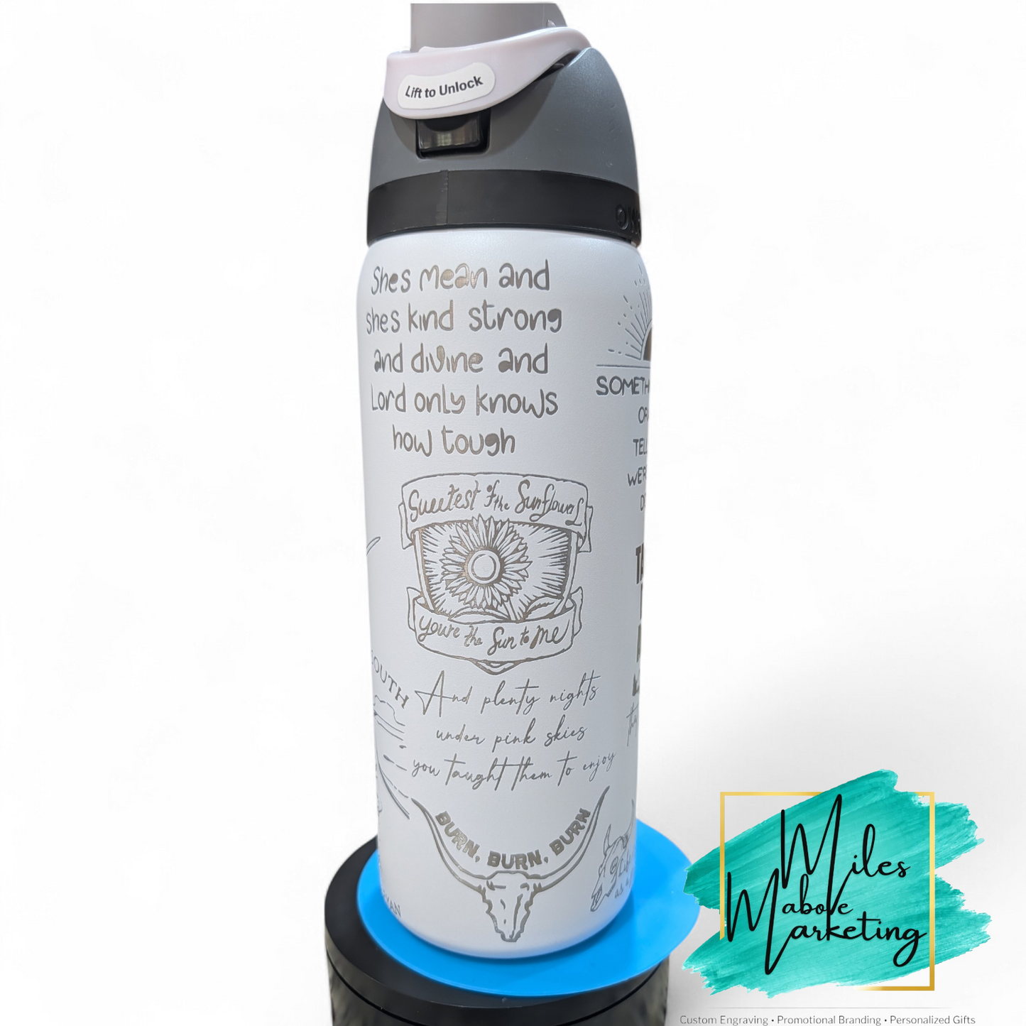 Zach Bryan Inspired Engraved Owala - 32oz Custom Lyrics Gift