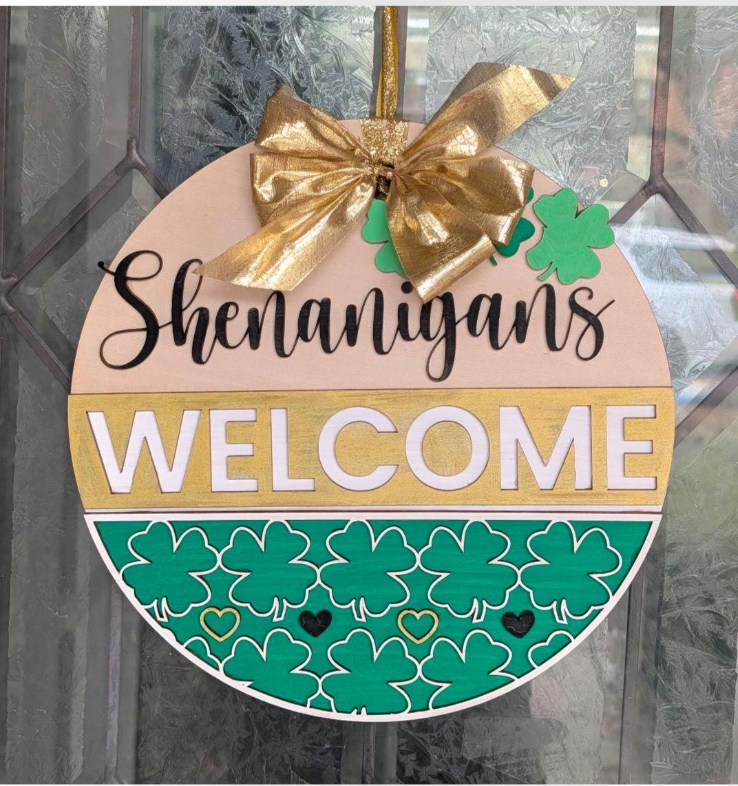Layered Wood Shamrock Door Hanger | St. Patrick’s Day Sign
