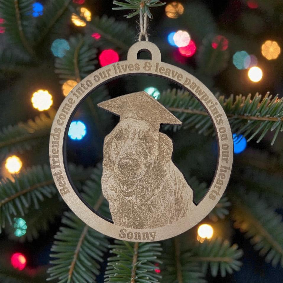 Personalized Dog Ornament - Custom Engraved Pet Christmas Gift