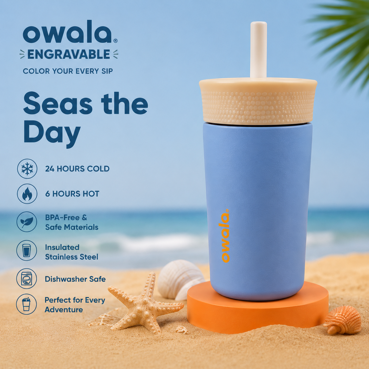 Personalized Engraved Owala Kids Tumbler | Custom Name Water Bottle | 12oz Insulated Stainless Steel Cup | Kids Gift
