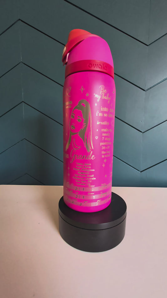 Personalized Ariana Grande Engraved Owala 32 oz FreeSip Tumbler | Custom Laser Engraved Water Bottle | Fan Gift | Name Personalized
