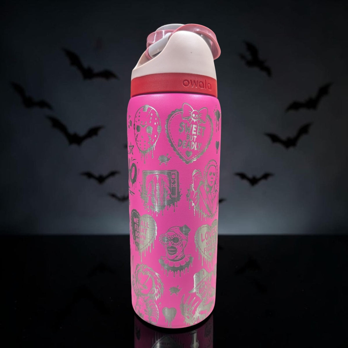 Horror Babe Engraved Tumbler | Spooky Halloween Cup | Cute & Creepy Personalized Bottle