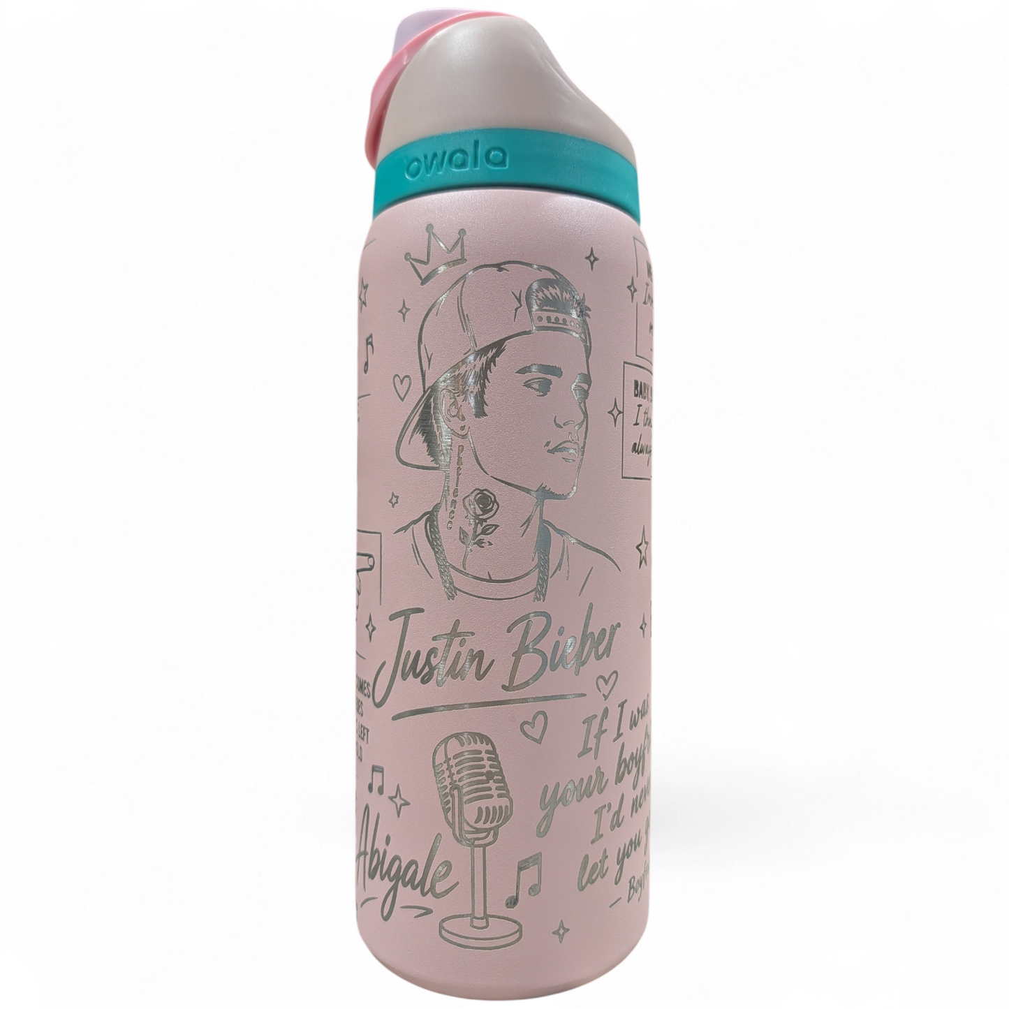 Justin Bieber inspired engraved Owala 32 oz Water Bottle