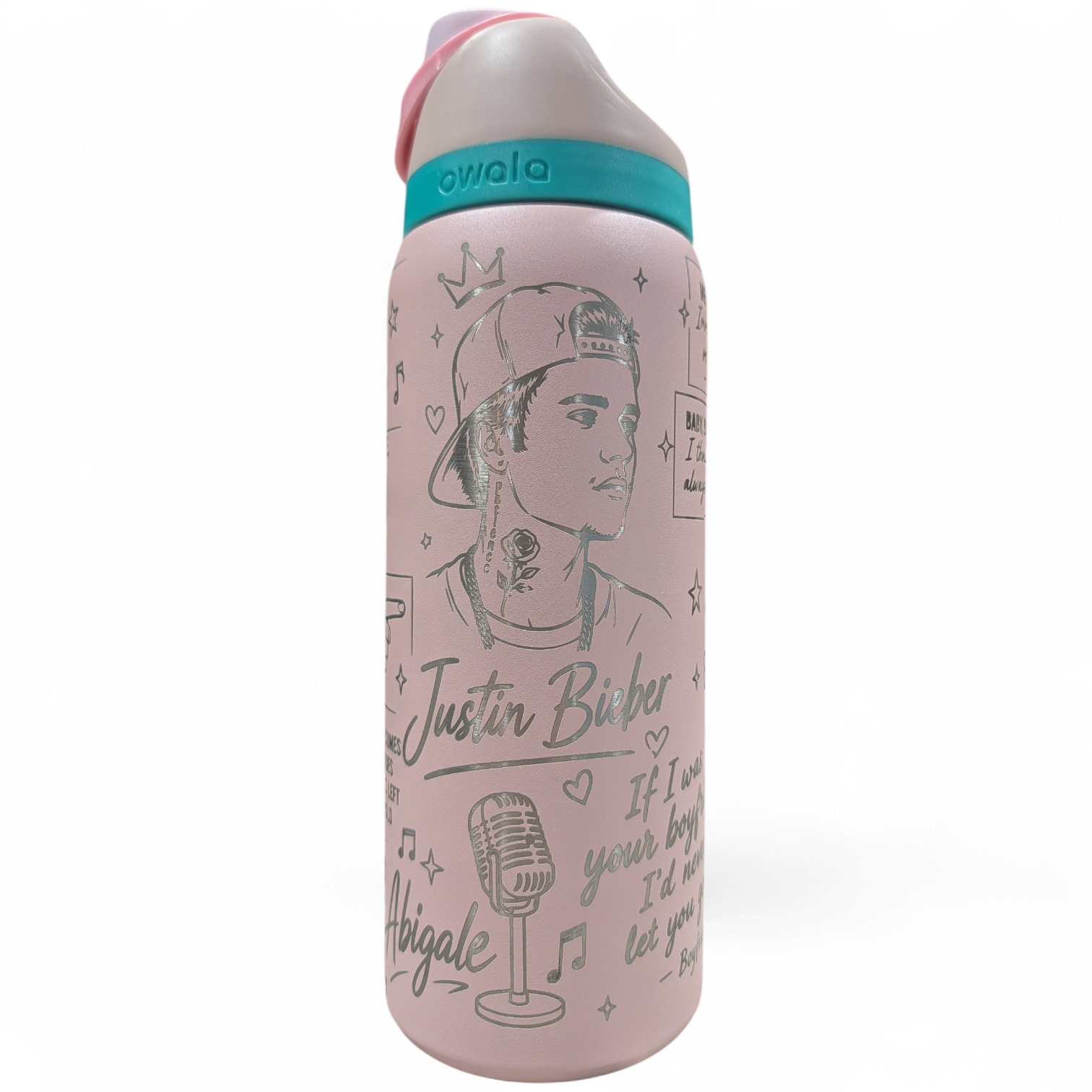 Justin Bieber inspired engraved Owala 32 oz Water Bottle