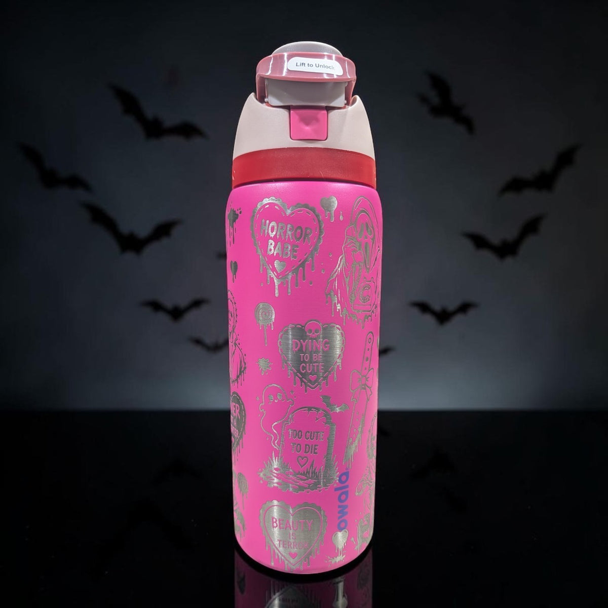 Horror Babe Engraved Tumbler | Spooky Halloween Cup | Cute & Creepy Personalized Bottle