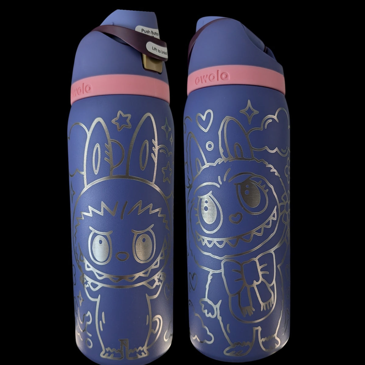 Custom engraved Labubu-inspired Owala 32oz FreeSip Bottle