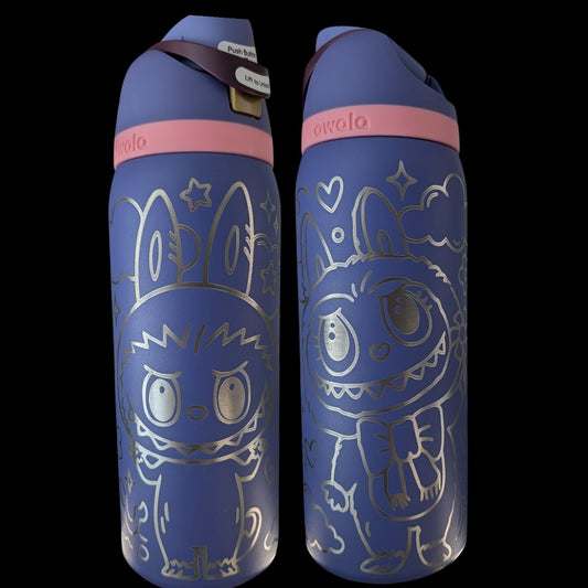 Custom engraved Labubu-inspired Owala 32oz FreeSip Bottle
