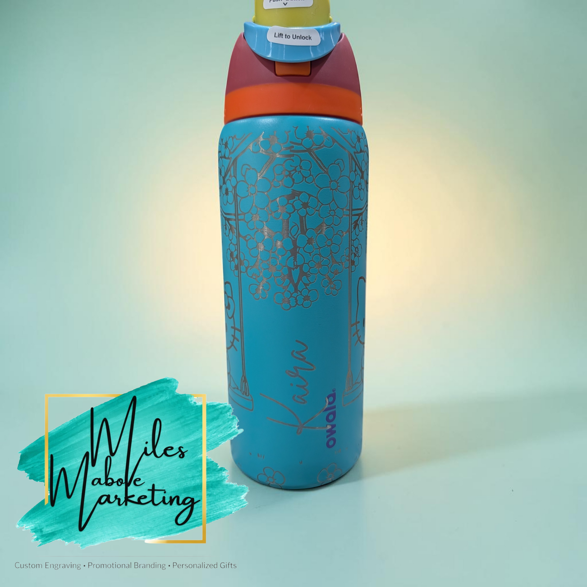 Kitty & Friend Cherry Blossom Engraved Owala - 32oz Bottle