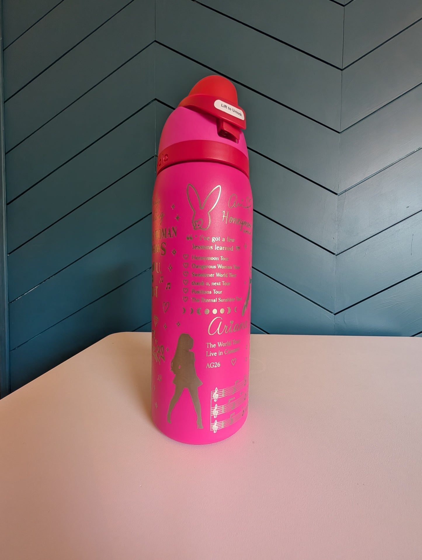 Personalized Ariana Grande Engraved Owala 32 oz FreeSip Tumbler | Custom Laser Engraved Water Bottle | Fan Gift | Name Personalized