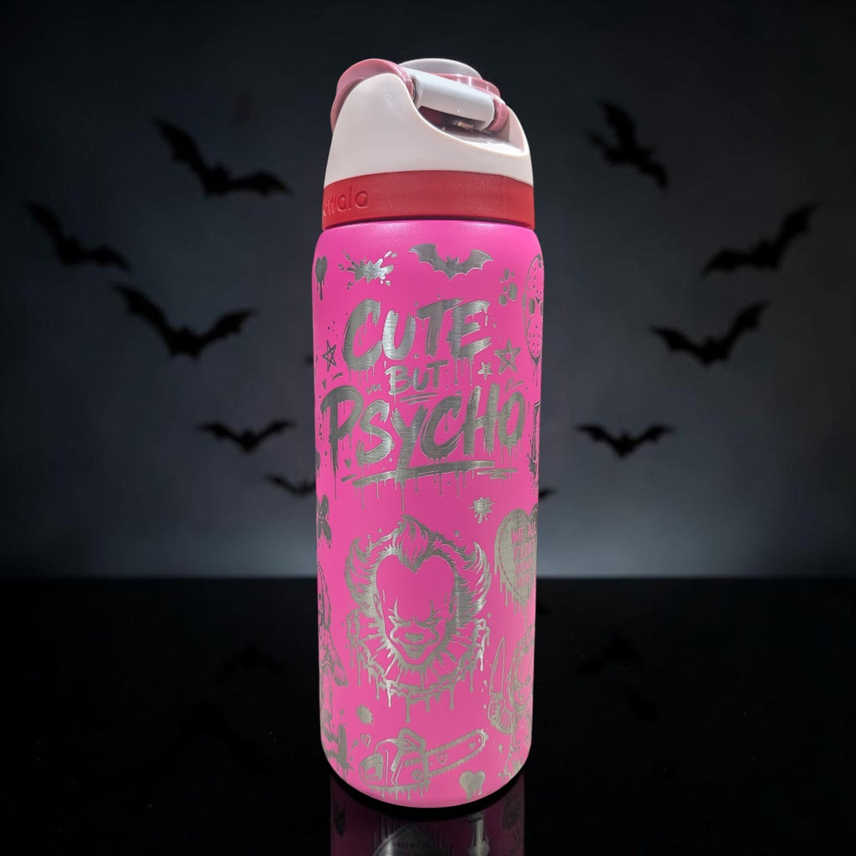 Horror Babe Engraved Tumbler | Spooky Halloween Cup | Cute & Creepy Personalized Bottle