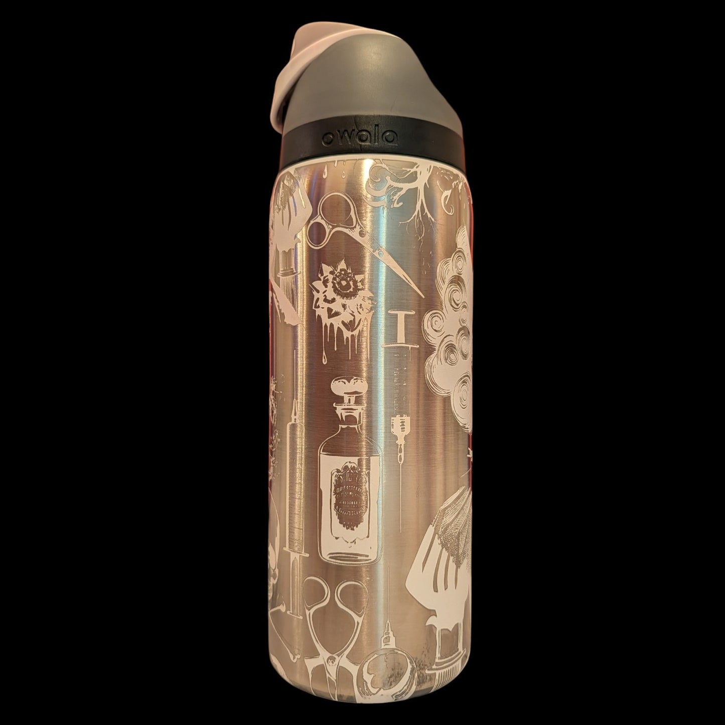 Horror Nurse Engraved Owala Water Bottle | Spooky Medical Full Wrap Tumbler
