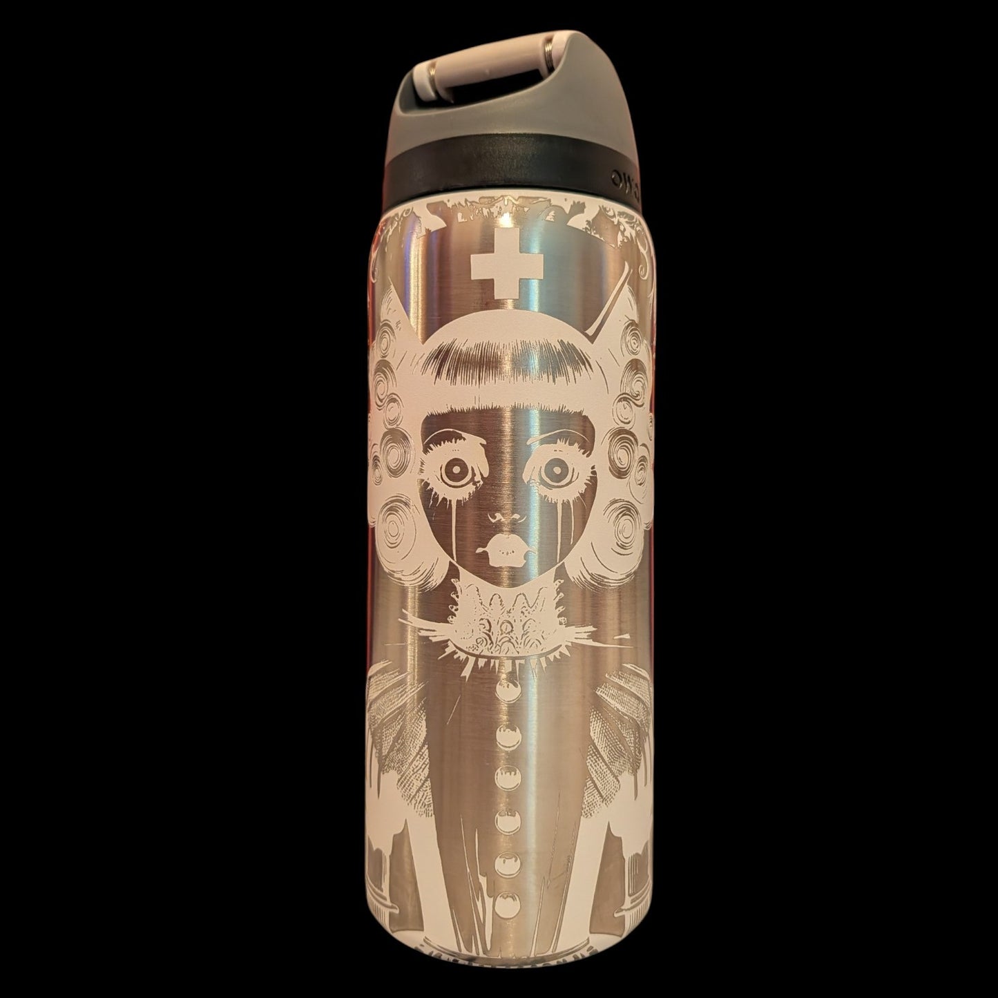 Horror Nurse Engraved Owala Water Bottle | Spooky Medical Full Wrap Tumbler