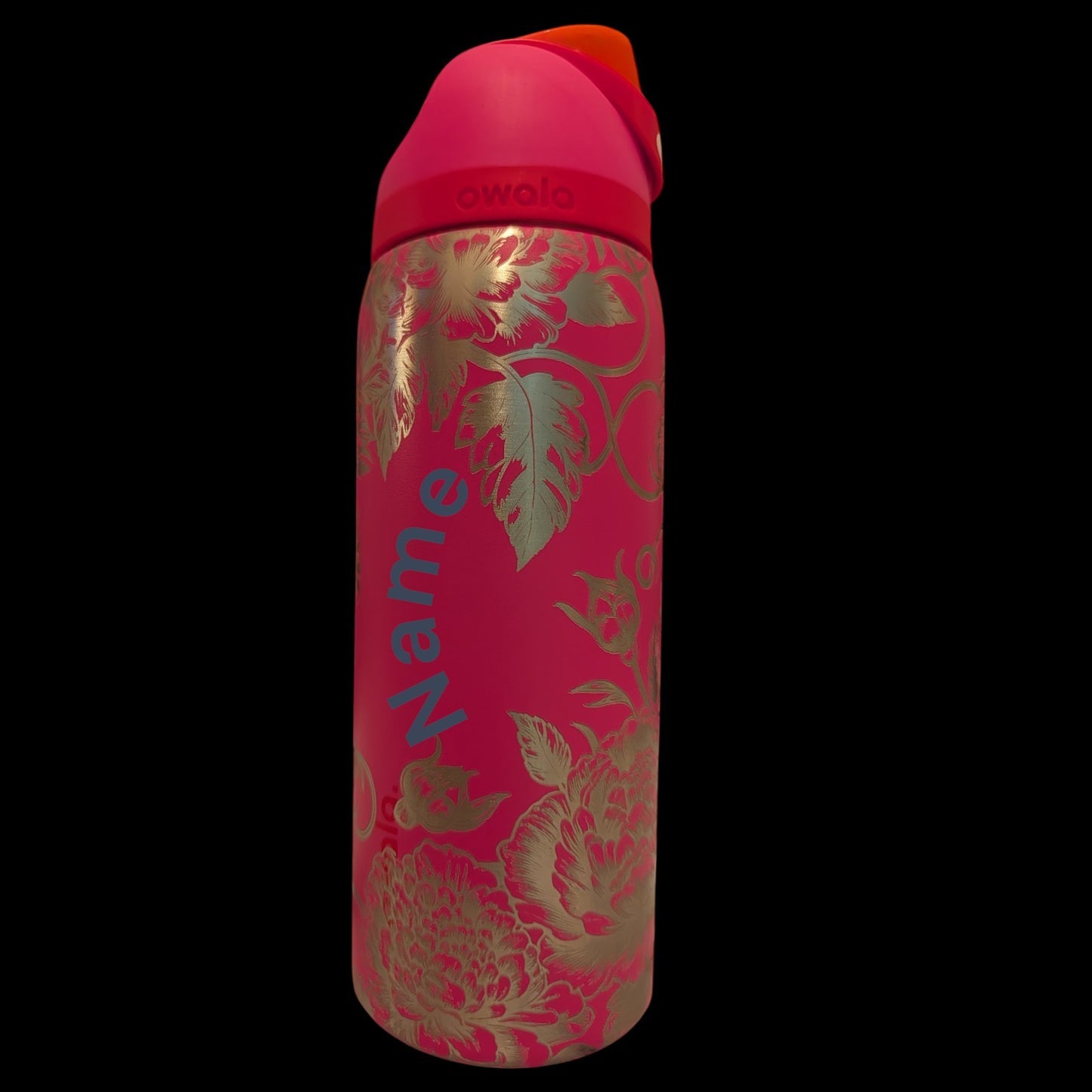 Personalized Floral Skull Owala Water Bottle | Engraved Flower & Skull Design | Custom Name Tumbler