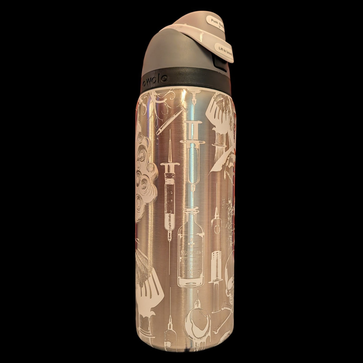 Horror Nurse Engraved Owala Water Bottle | Spooky Medical Full Wrap Tumbler