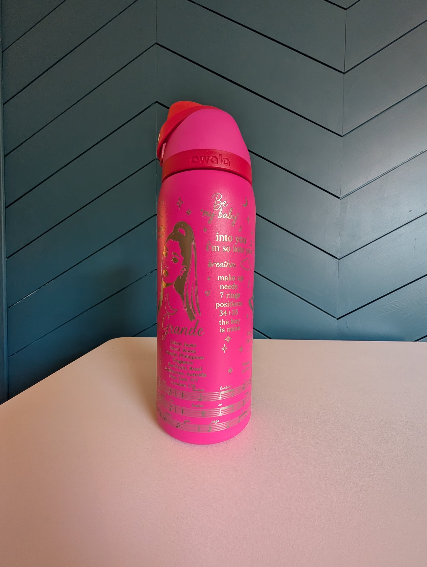 Personalized Ariana Grande Engraved Owala 32 oz FreeSip Tumbler | Custom Laser Engraved Water Bottle | Fan Gift | Name Personalized
