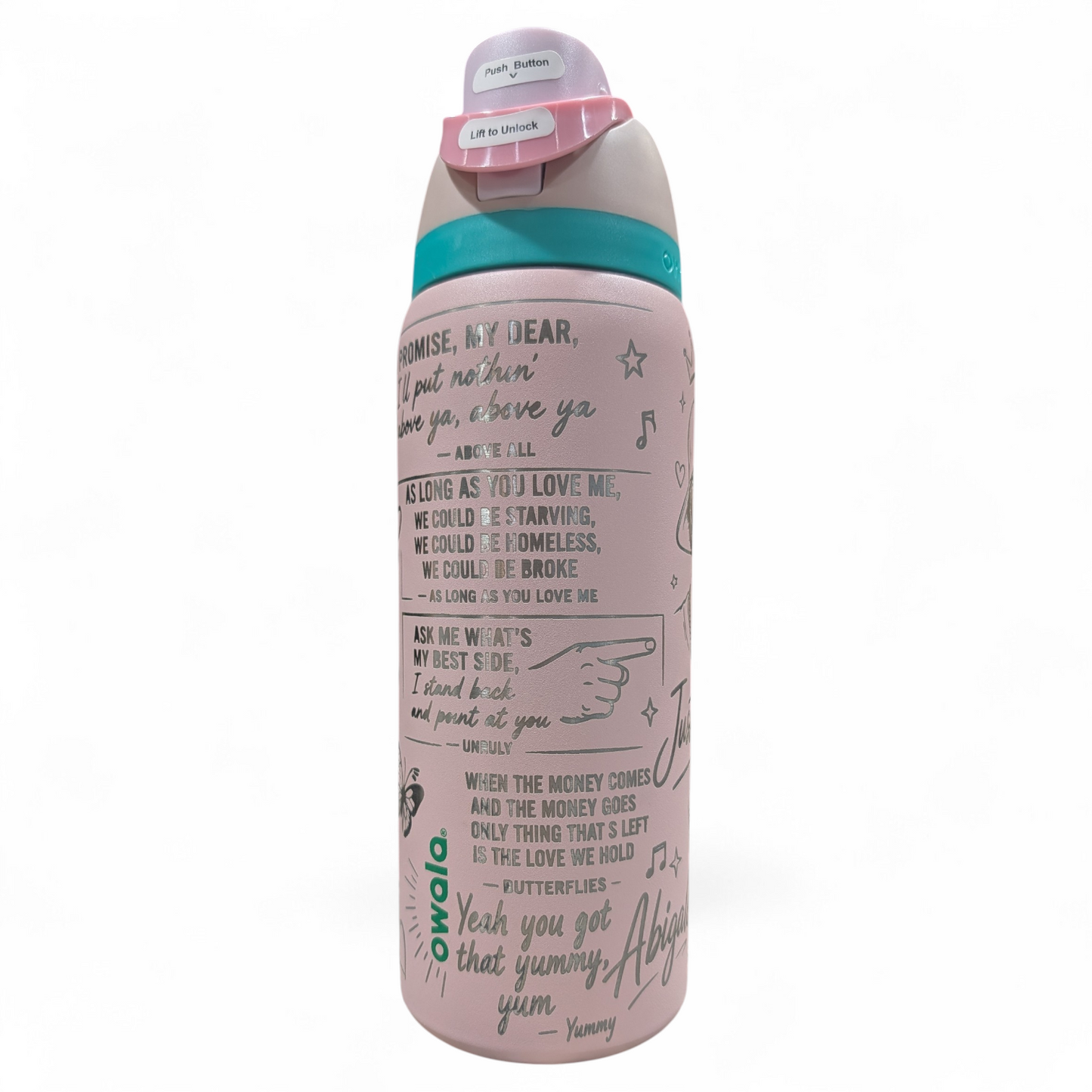 Justin Bieber inspired engraved Owala 32 oz Water Bottle