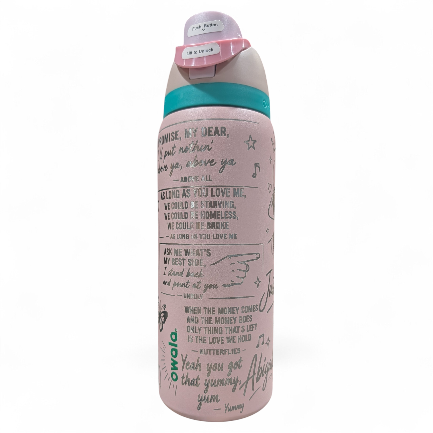 Justin Bieber inspired engraved Owala 32 oz Water Bottle