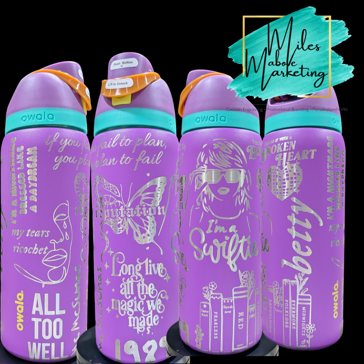 Taylor-inspired 32 oz Custom Owala - Eras Tour Fan Gift
