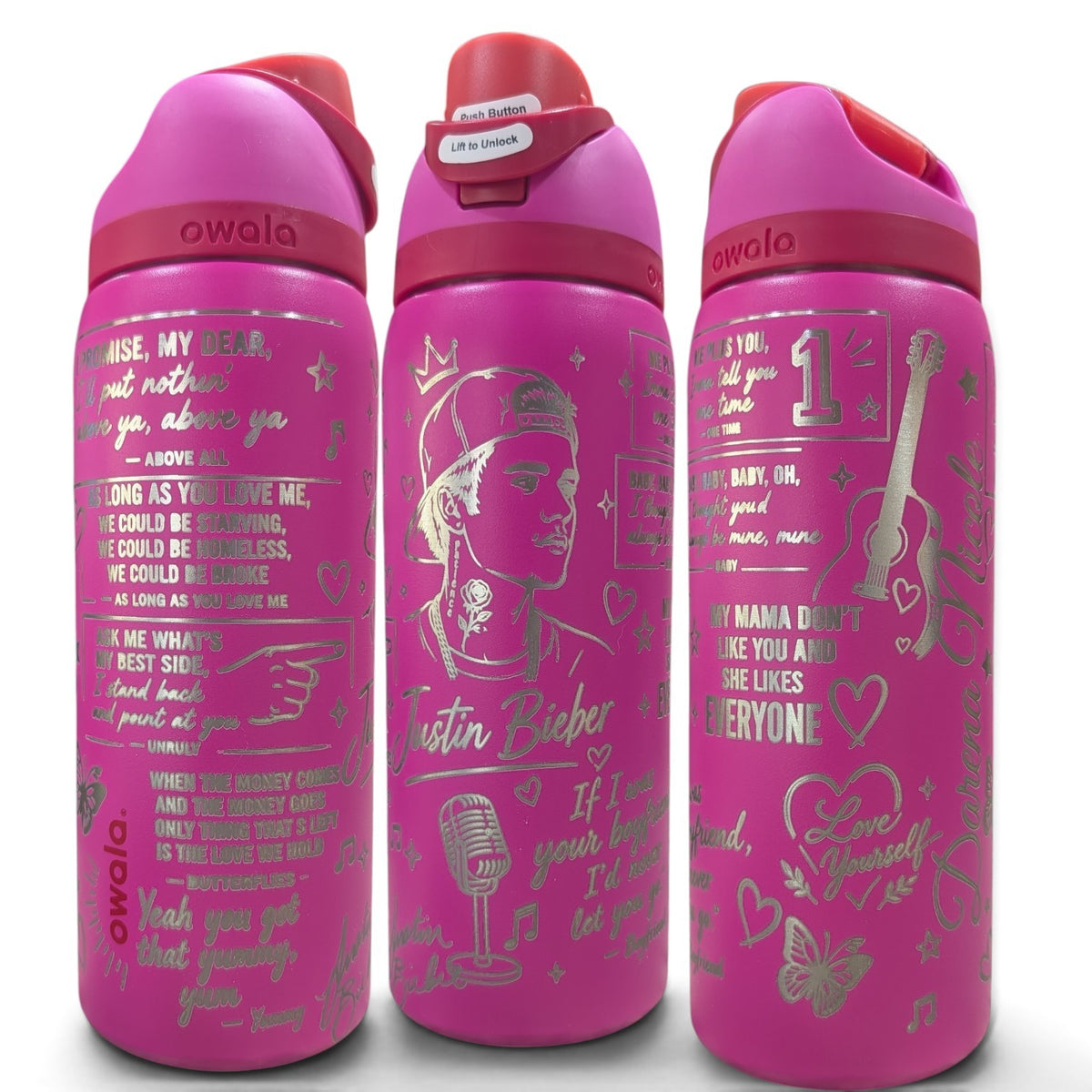 Justin Bieber inspired engraved Owala 32 oz Water Bottle