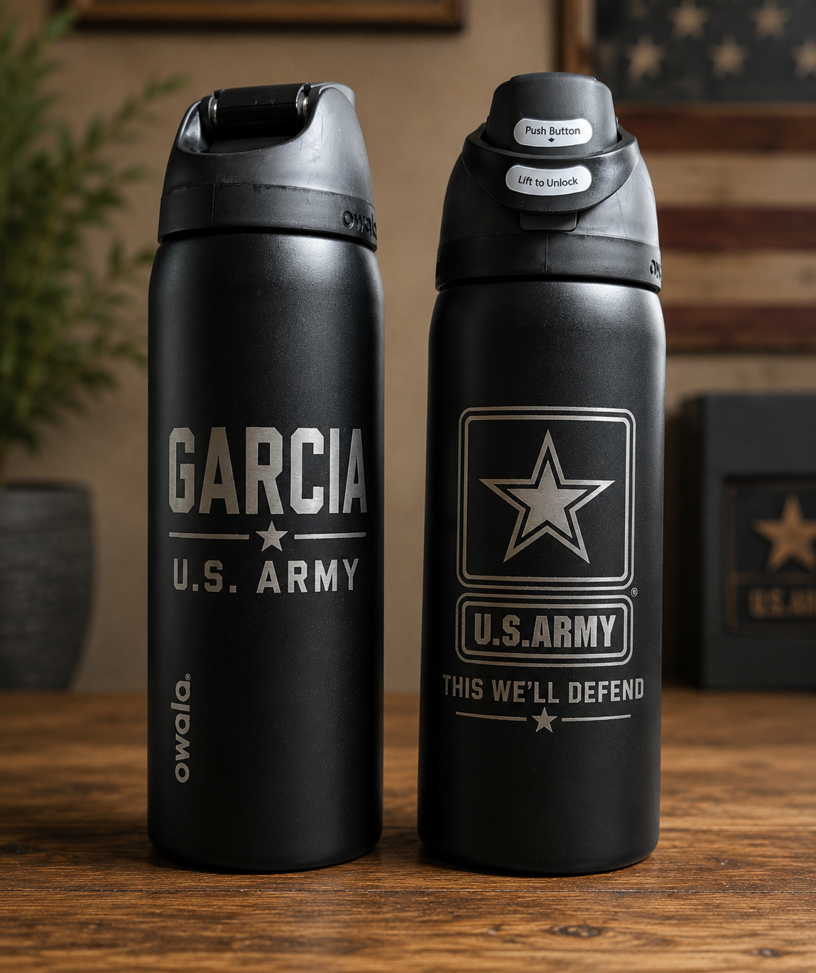 Personalized Military Engraved Water Bottle, Custom Military Gift, Army Navy Air Force Marine Coast Guard Space Force, Veteran Gift