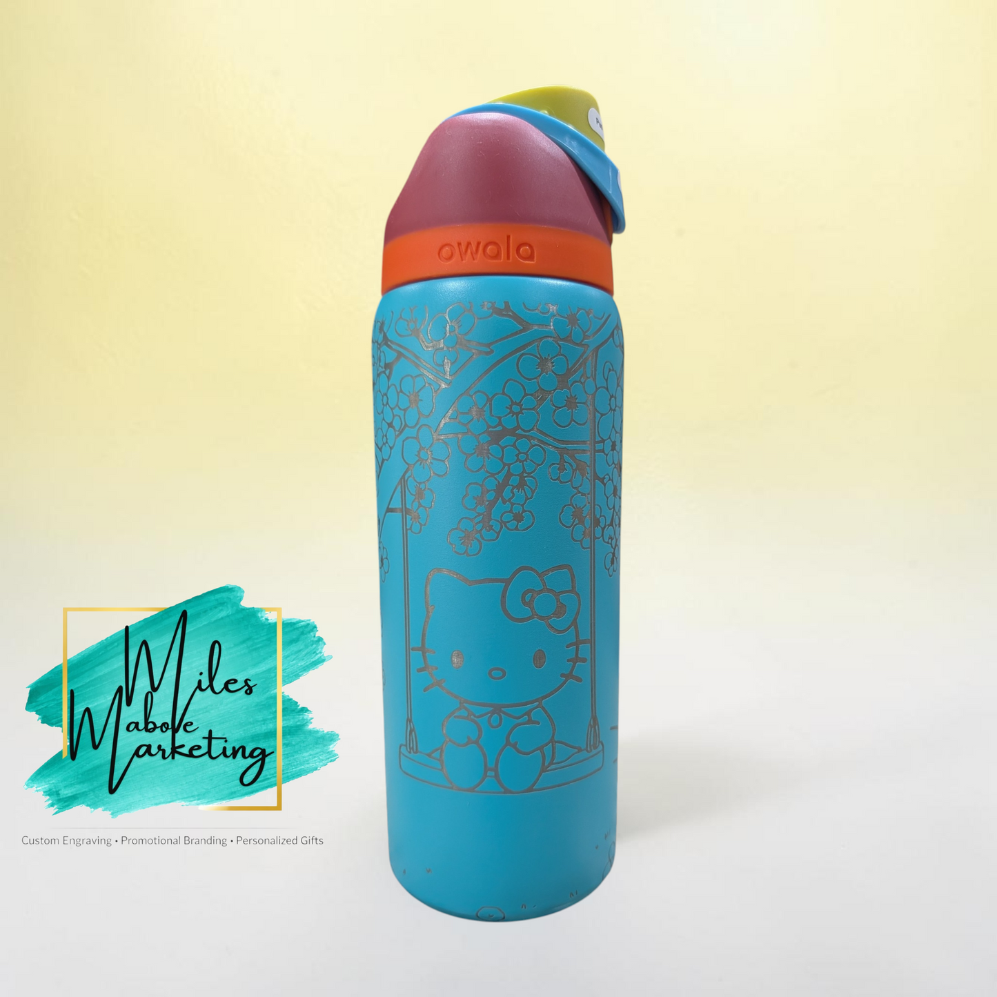 Kitty & Friend Cherry Blossom Engraved Owala - 32oz Bottle